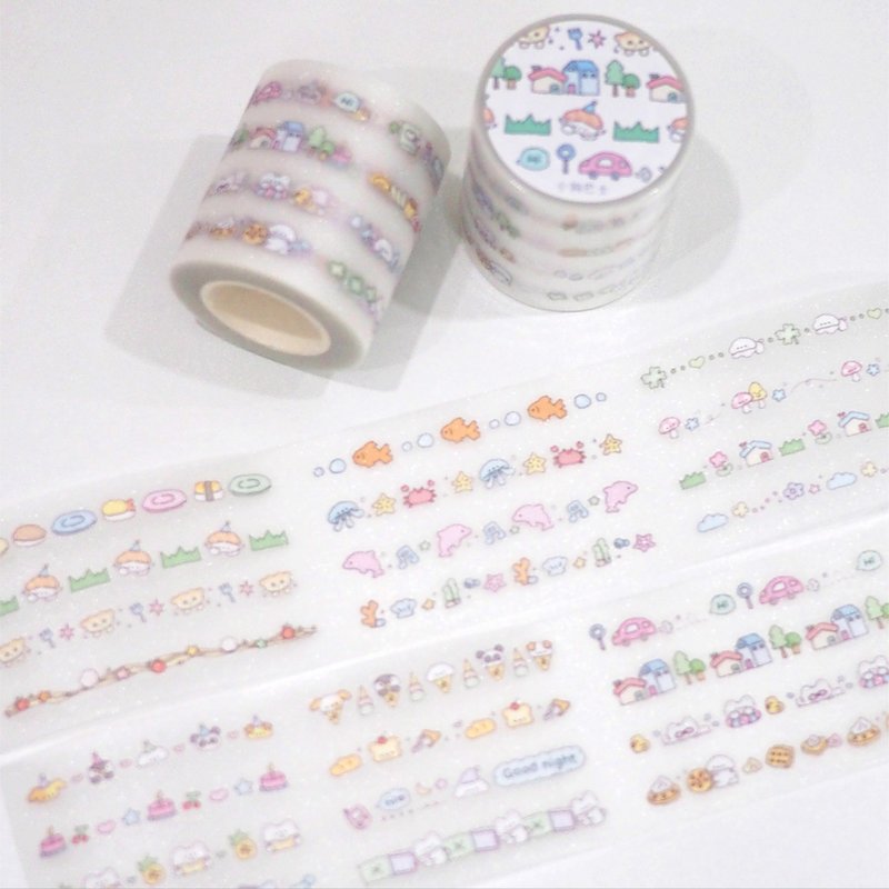小狗巴士VOL.8 可爱贴纸卷 双透闪砂切膜贴纸卷 - 纸胶带 - 纸 多色