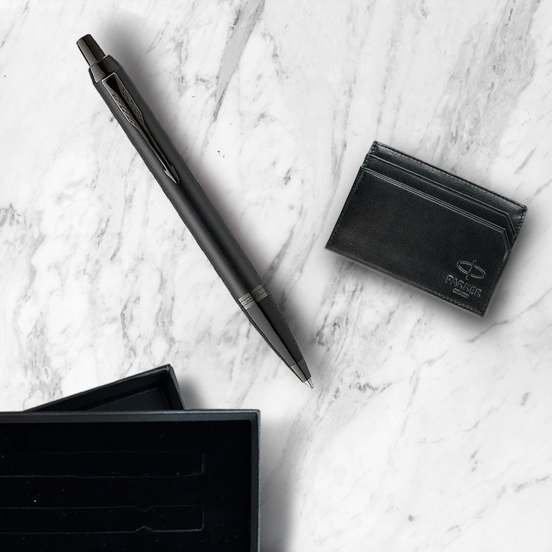 Parker 派克 新IM   特别款理性黑原子笔 牛皮卡夹礼盒 免费刻字 - 圆珠笔/中性笔 - 其他金属 黑色