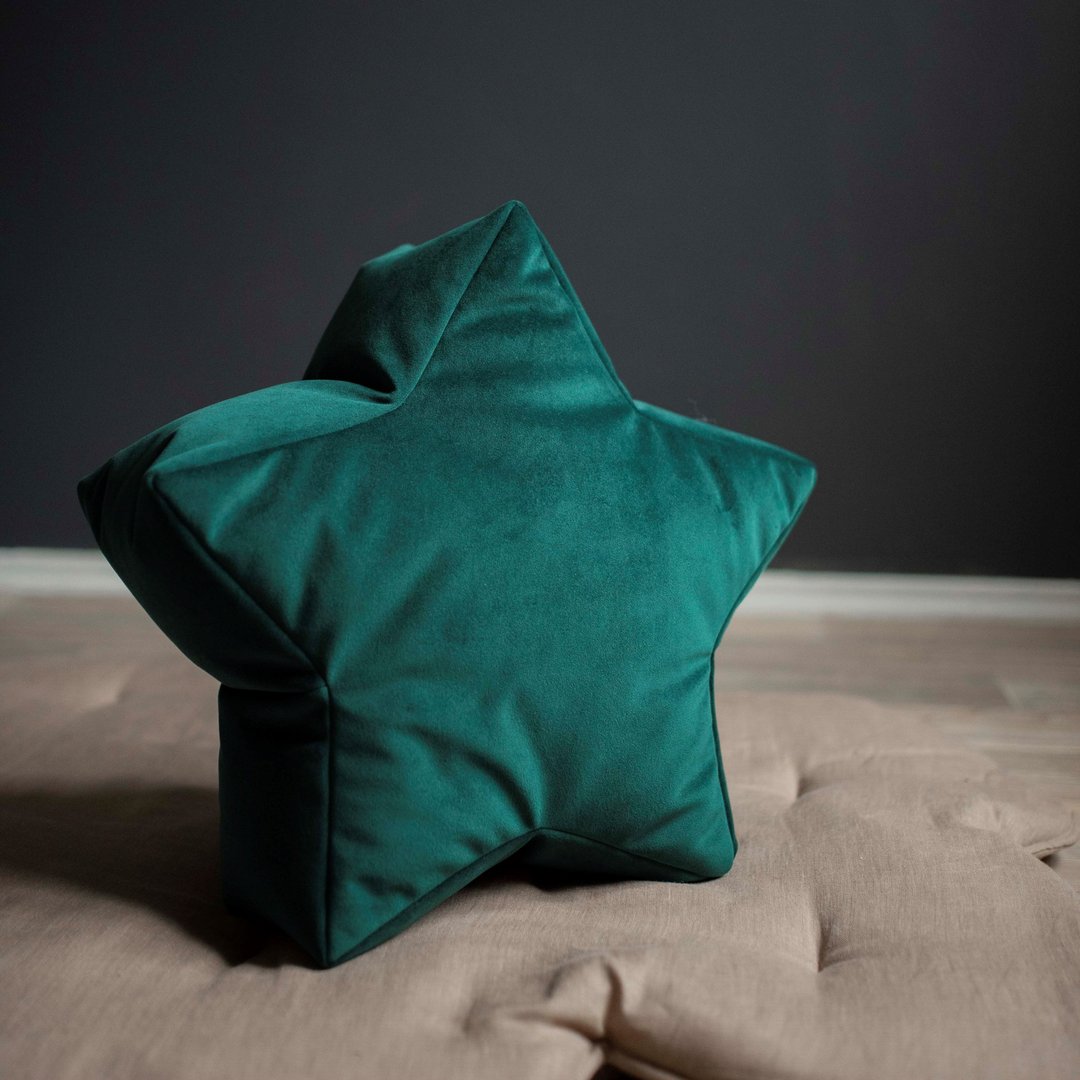 Emerald green Velvet Star Bean Bag Chair - toddler nursery floor cushion - 椅子/沙发 - 聚酯纤维 绿色