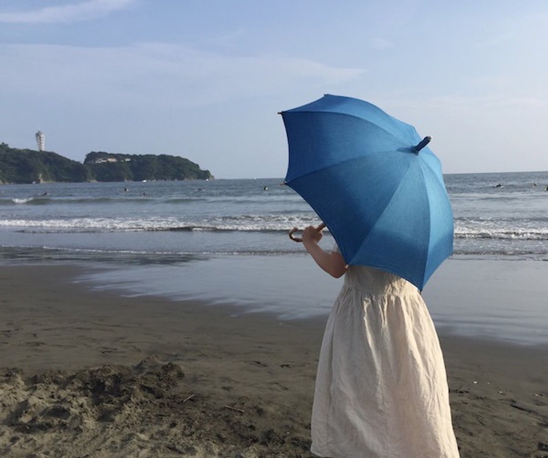 Parasol Parasol Indigo dyed Aizen - blue sky &amp; sea - 其他 - 棉．麻 蓝色