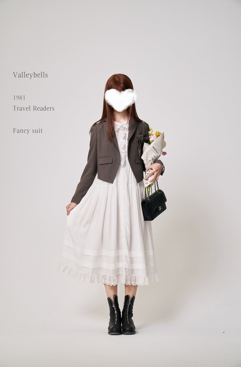 英伦少女 复古蝴蝶结 秋款西装外套 - 女装上衣 - 聚酯纤维 灰色