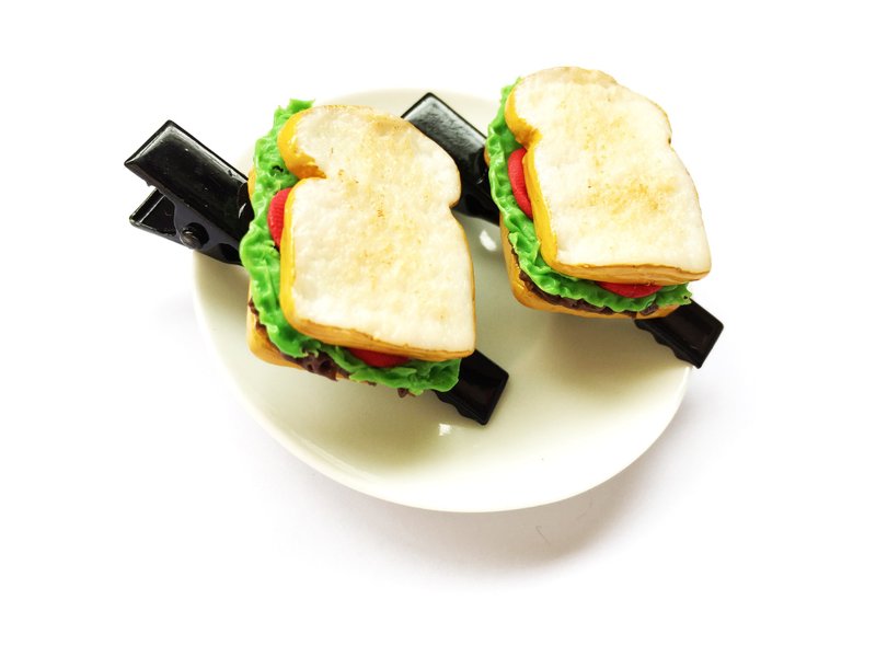 Black sandwich hair clips - 发饰 - 粘土 黑色