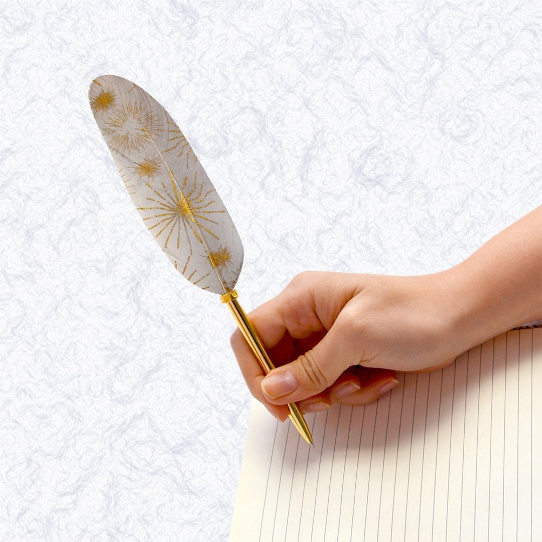 日本Quill Pen 羽毛原子笔Lucia光之使者 L04 羽毛笔 银灰之光 - 圆珠笔/中性笔 - 其他材质 银色