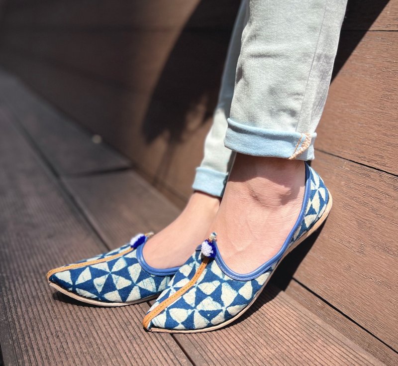 印度手工鞋丨手工蓝染系列 - 几何图彩 - 其他 - 真皮 蓝色