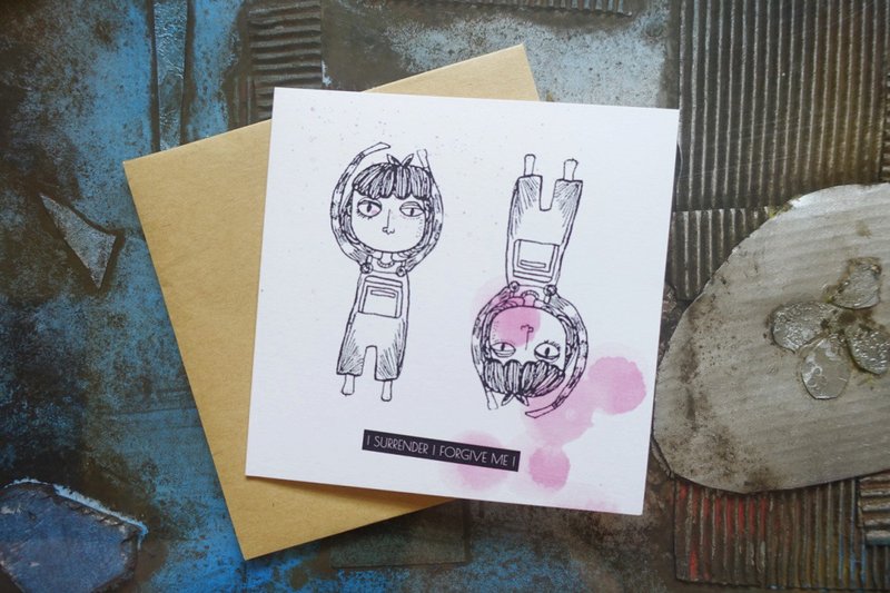 插画系列 卡片 碎碎系列＃2 < I SURRENDER ! FORGIVE ME ! > - 卡片/明信片 - 纸 白色