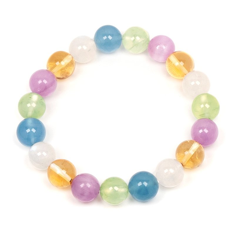 【正佳珠宝】五行水晶 黄水晶 紫锂辉 葡萄石 海蓝宝 蓝月光 - 手链/手环 - 半宝石 多色