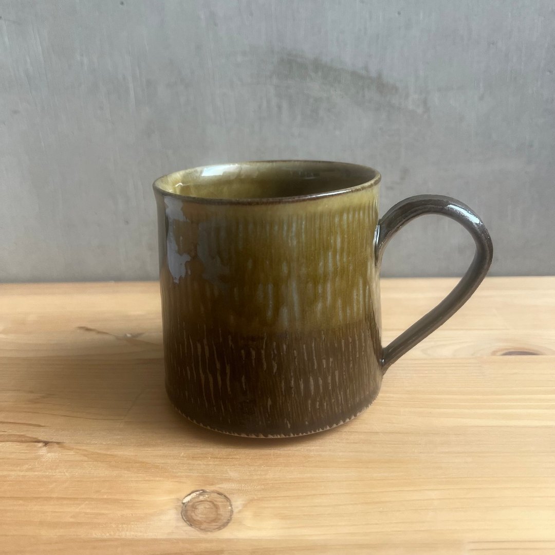 小石原烧 马克杯 咖啡杯 琥珀色 双色 森山宽二郎 实山窑 陶器 餐 - 咖啡杯/马克杯 - 陶 卡其色