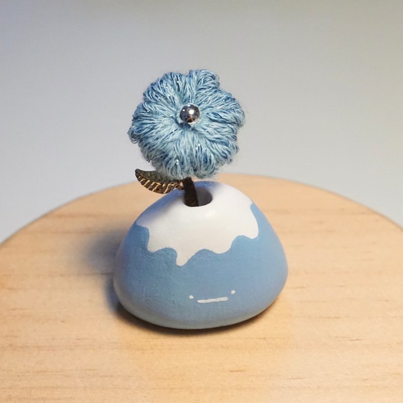 【富士山系列】石头×线团花 小摆设 | 小花器 | 线香座 - 摆饰 - 粘土 多色