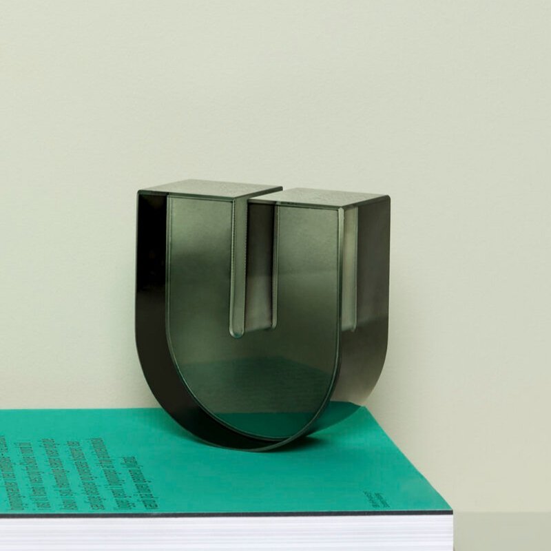 【Hübsch】－340801 烟色玻璃拱型书档 纸镇 书架 文具 摆饰 - 书架/书挡 - 玻璃 灰色