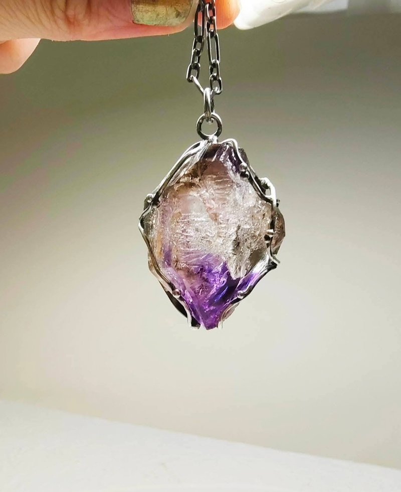 水胆紫水晶原矿 金工手作坠子 - 项链 - 宝石 