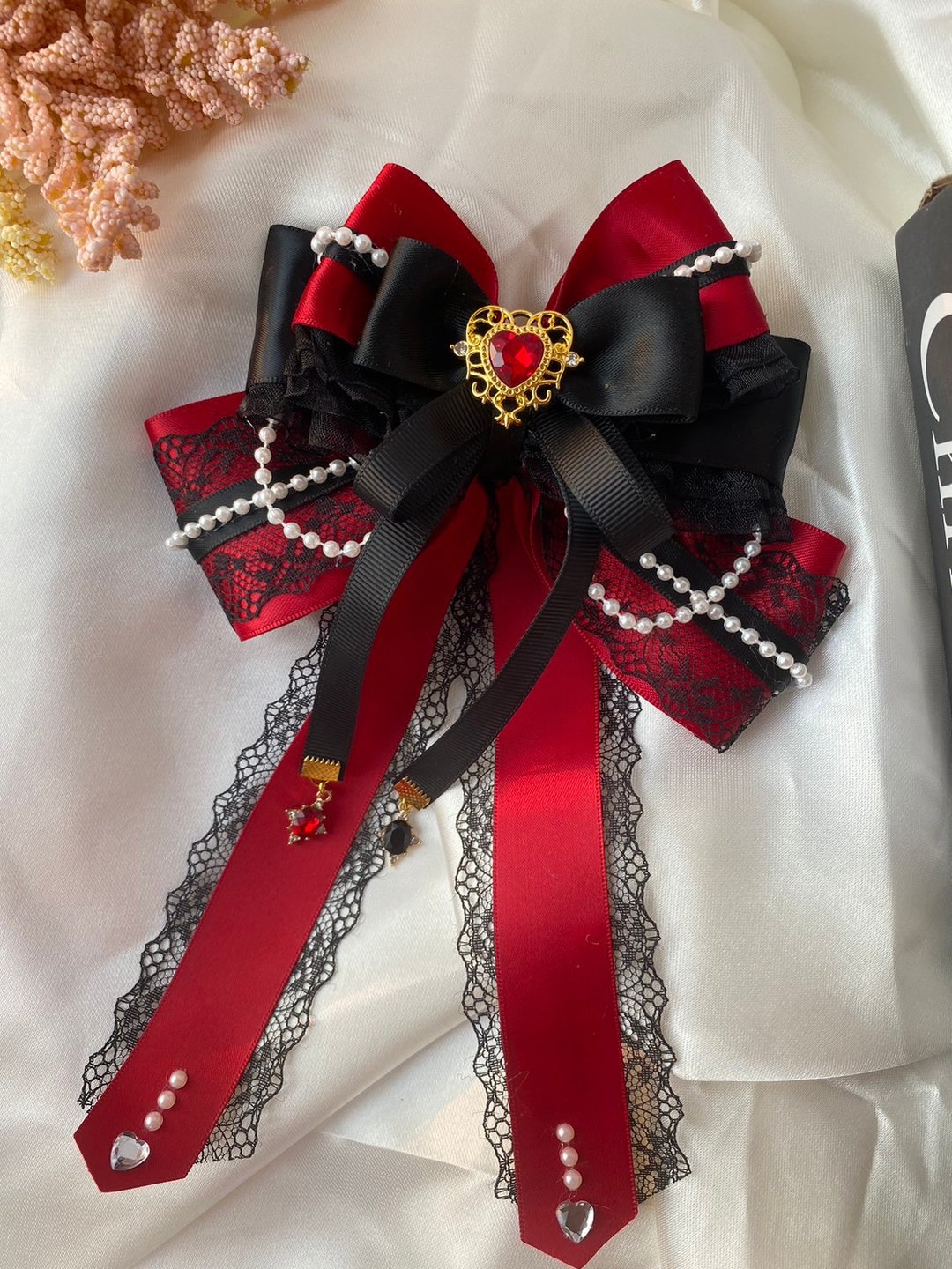 Satin Ribbon 3 Layers  Handmade Hair Bow - 发饰 - 棉．麻 多色