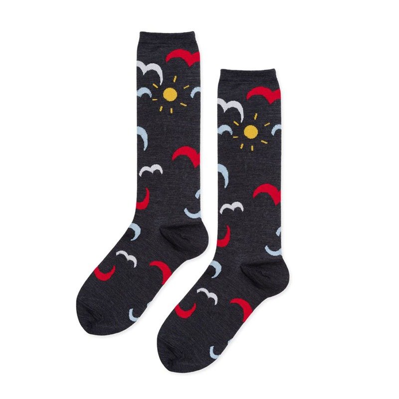 Sc. Lifestyle 保暖舒适 羊毛高筒女袜 - 袜子 - 羊毛 黑色