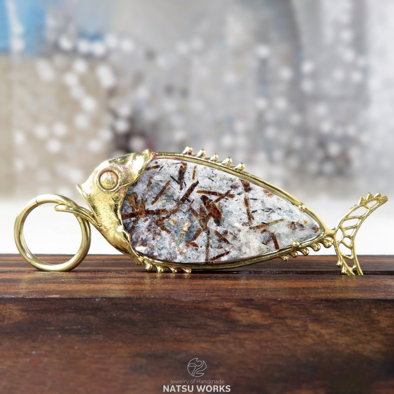 星光石 鱼形吊饰 / Astrophylite Fish charms - 吊饰 - 宝石 金色