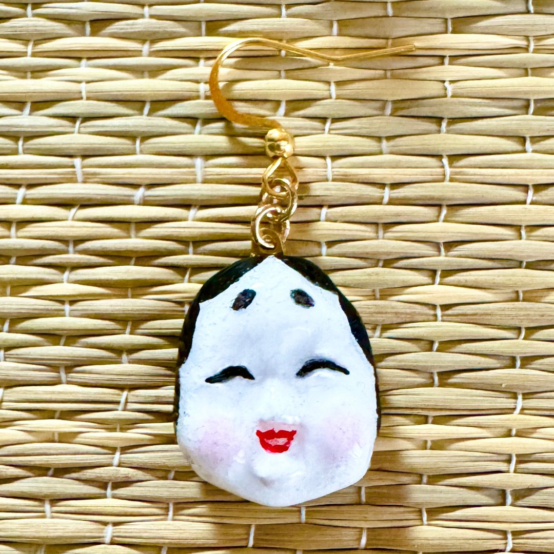 接单制作　Otafuku面具　耳环　片耳用 - 耳环/耳夹 - 树脂 