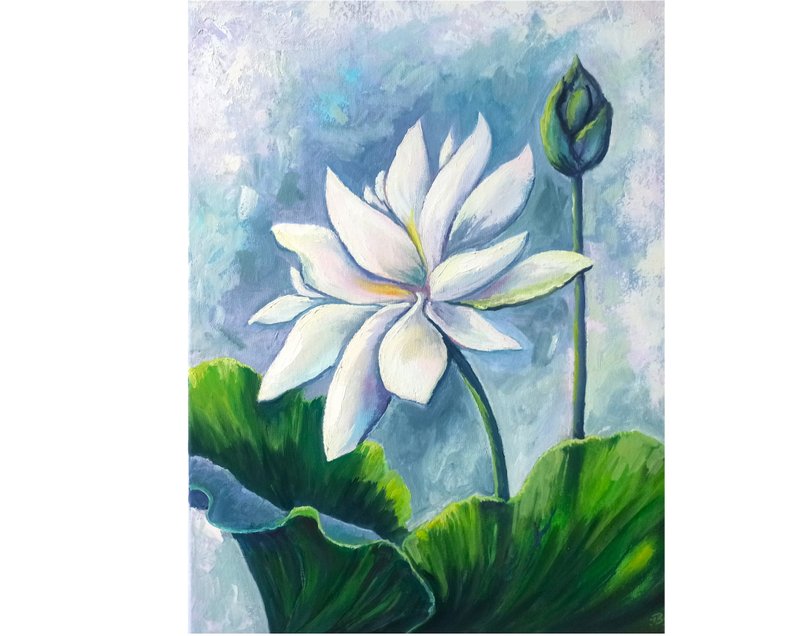 莲花画作 花卉原创艺术 莲花油画 布面油画 花卉艺术品 - 海报/装饰画/版画 - 其他材质 多色