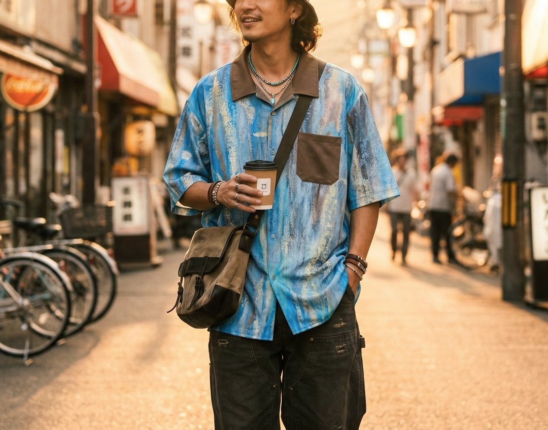 以诗为祭系列 - 加利利/古巴衬衫 - 男装衬衫 - 聚酯纤维 蓝色