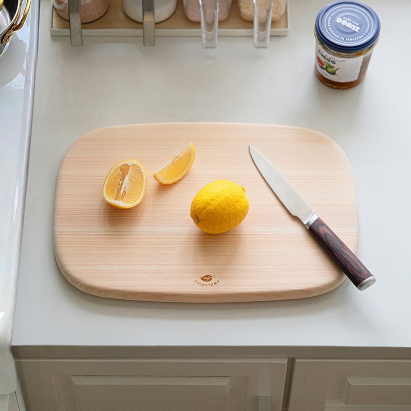 日本霜山 长方形圆角天然桧木砧板 - 托盘/砧板 - 木头 咖啡色