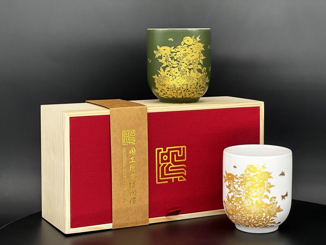 【ViREO】对杯礼盒 常玉灿若繁华双杯组 晶霜白森岭绿|历史博物馆 - 茶具/茶杯 - 瓷 绿色