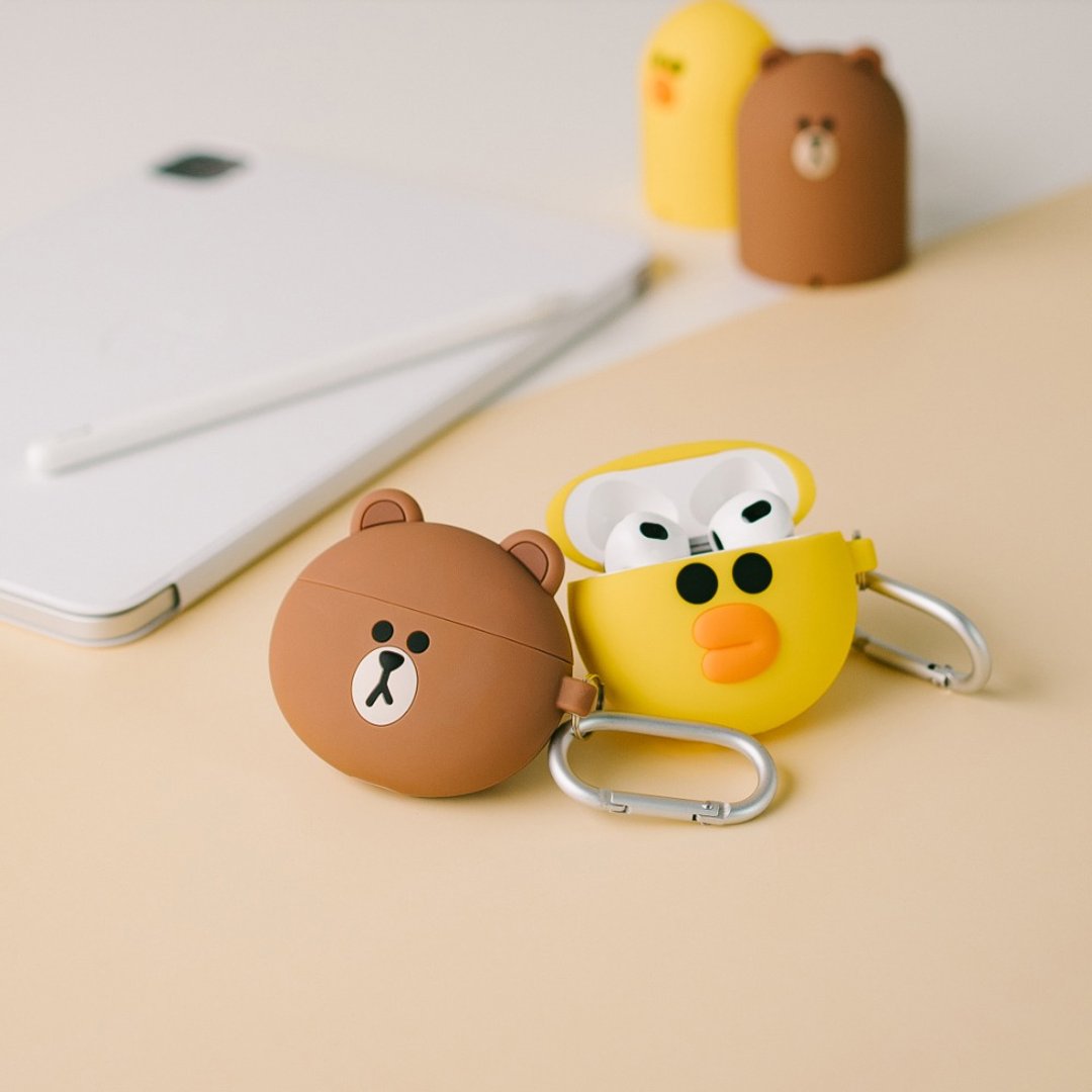 AirPods 3 Line好友联名保护套(熊大/莎莉) - 耳机收纳 - 硅胶 多色