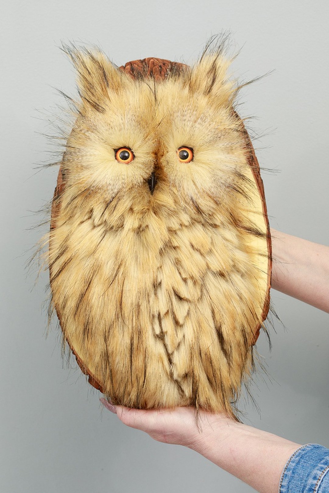 Handmade Wall Decor Cute Fish Owl Unique Panel Gift For Grandma - 玩偶/公仔 - 其他材质 咖啡色