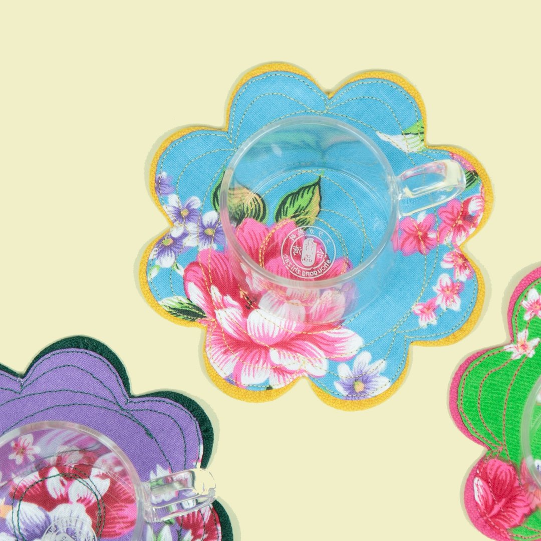 【不要叫我客家花布】花朵杯垫(五入) - 杯垫 - 其他材质 多色