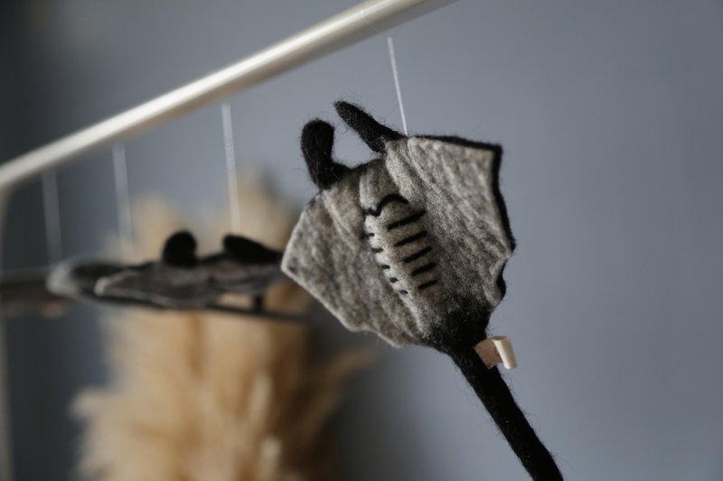 羊毛毡小吊饰/微笑鬼幅魟 - 墙贴/壁贴 - 羊毛 蓝色