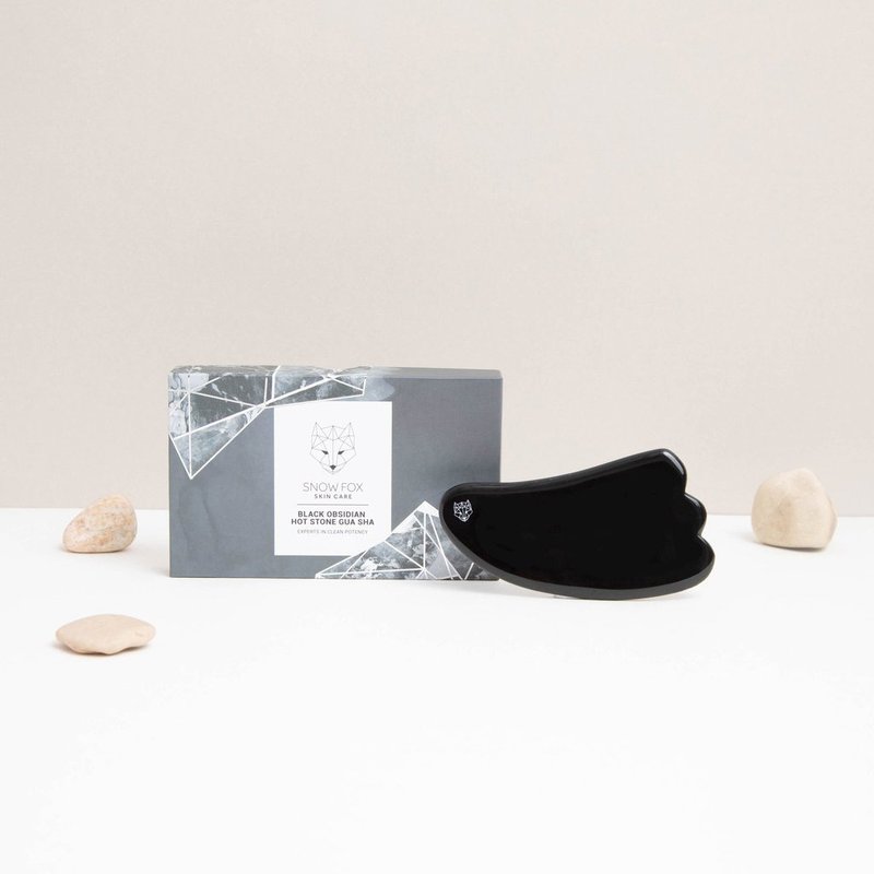 Black Obsidian Hot Stone Gua Sha - 脸部按摩/清洁工具 - 水晶 