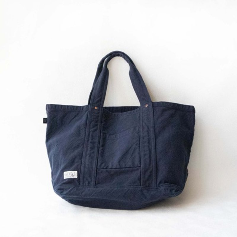 Standard tote [dark blue] (VC-26) - 手提包/手提袋 - 棉．麻 蓝色