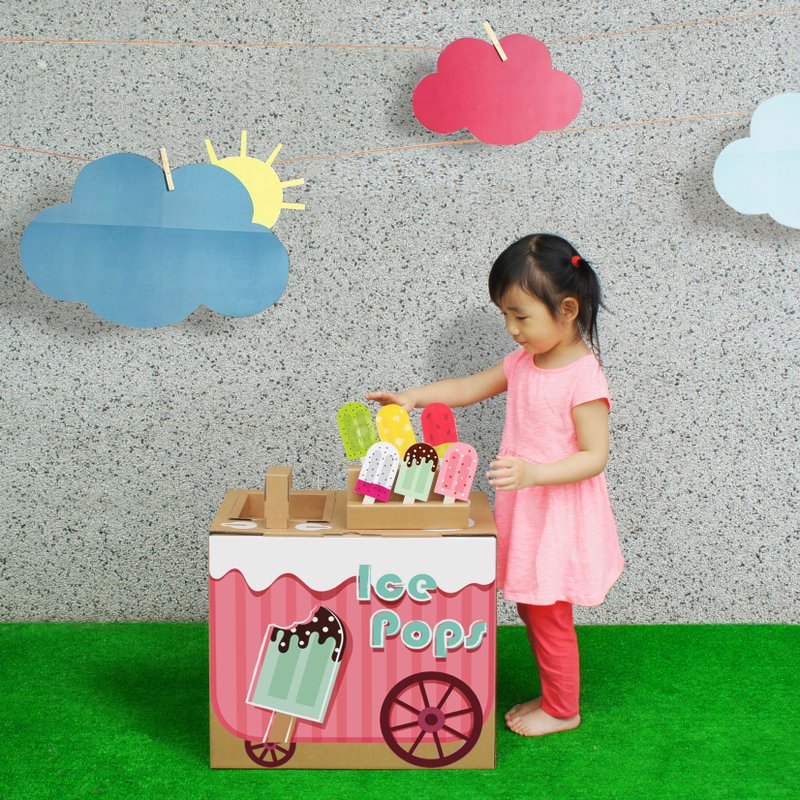 迷你厨房(附冰棒摊车贴)  扮家家酒 DIY亲子创意 礼物 环保玩具 - 玩具/玩偶 - 纸 咖啡色