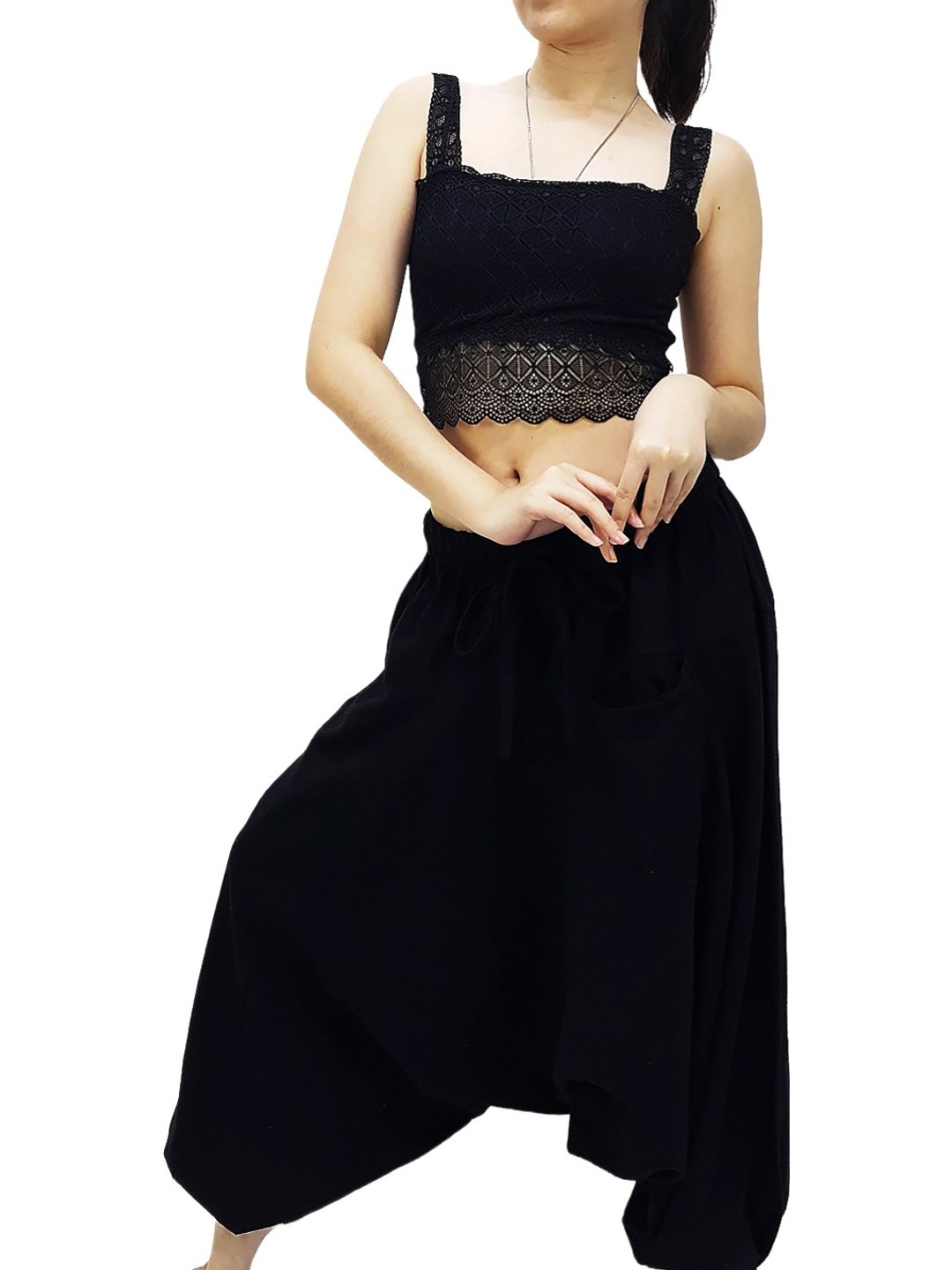 Women pants Clothing Organic Cotton Harem Pants Drop-Crotch Trous - 中性裤装 - 棉 多色