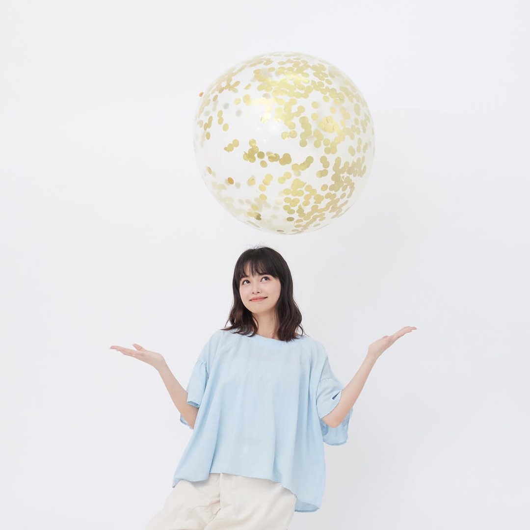 Ashley 圓領細褶連袖上衣/淺藍 - 女装上衣 - 棉 蓝色