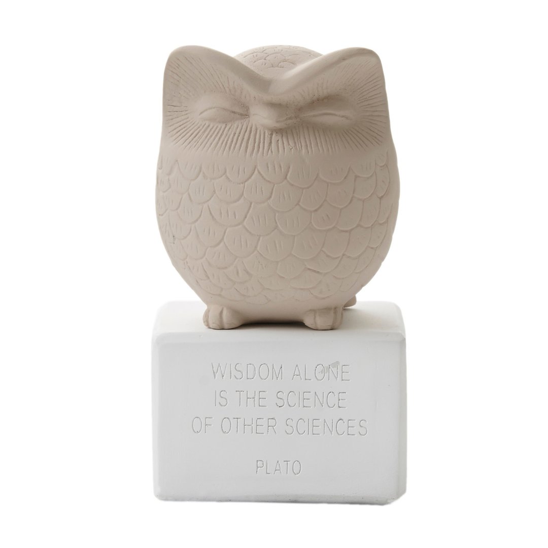古希腊 可爱猫头鹰摆饰 Owl M (中 - 赭色) - 手工陶制雕像 - 摆饰 - 陶 卡其色