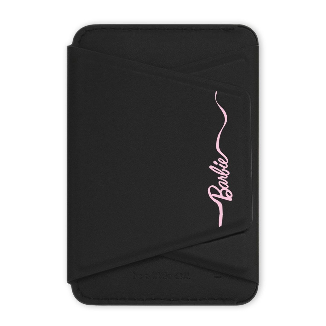 Riche MagSafe Barbie 经典款 黑色款 支架磁吸卡包 小牛皮感 - 手机座/防尘塞 - 人造皮革 黑色