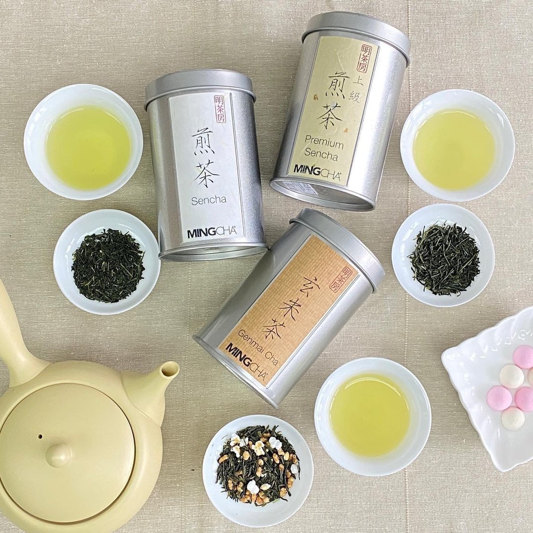 明茶房日本茶套装 【 日本静冈 - 上级煎茶及煎茶及玄米茶】 - 茶 - 纸 白色