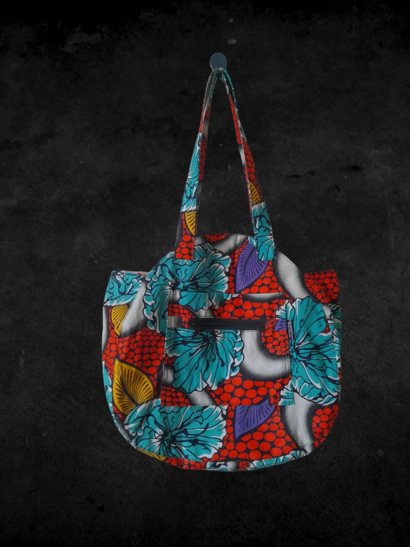 African wax print Tote, colorful, travel, handmade - 手提包/手提袋 - 棉．麻 红色
