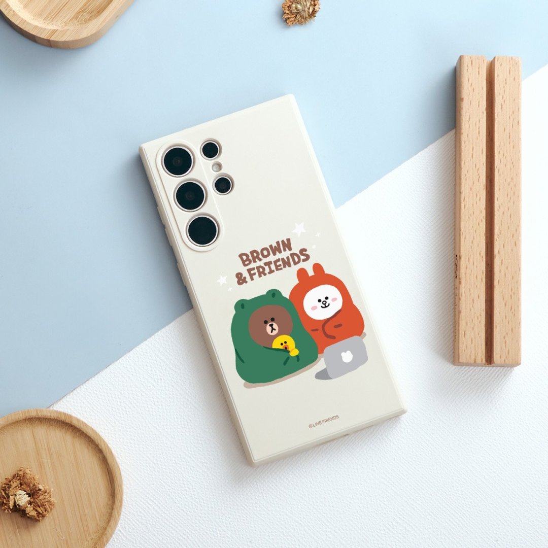 LINE FRIENDS经典-窝在被窝纯色硅胶SAMSUNG手机壳 - 手机壳/手机套 - 塑料 多色