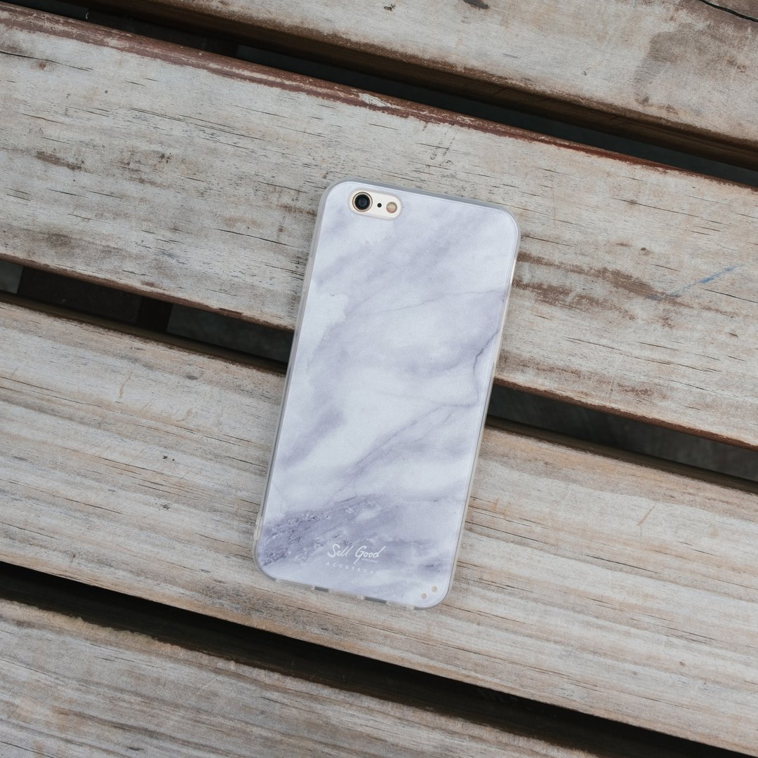原创经典大理石 iPhone Samsung 手机保护壳 硬壳 透明软边 - 手机壳/手机套 - 硅胶 银色