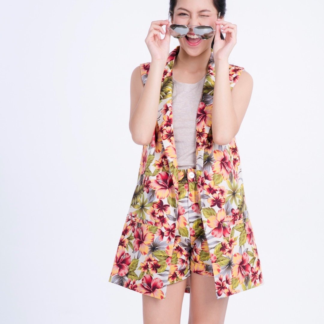 【Off-season sale】Blazers Floral Set Ivory Set - 女装西装外套/风衣 - 其他材质 多色