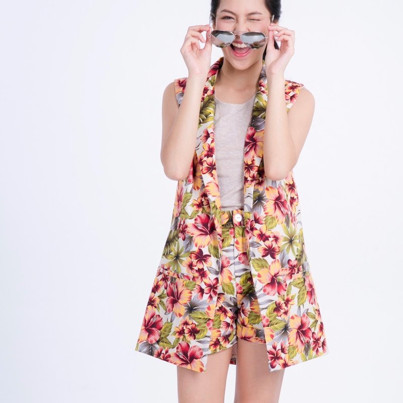 【Off-season sale】Blazers Floral Set Ivory Set - 女装西装外套/风衣 - 其他材质 多色