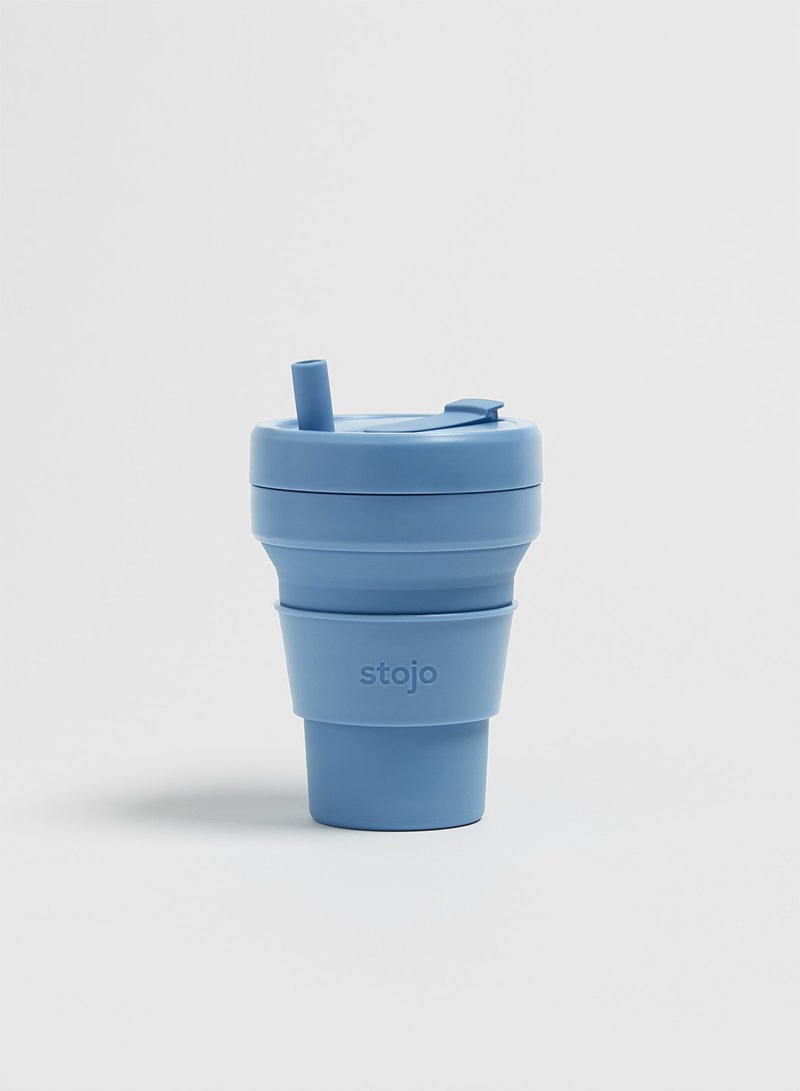 Stojo - 环保高耐热硅胶折叠杯16oz-钢蓝色 - 咖啡杯/马克杯 - 硅胶 蓝色