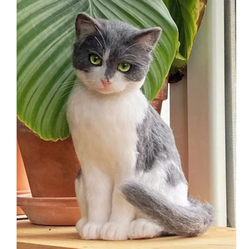 客制化逼真猫 羊毛毡 宠物 娃娃 定制 手工 狗狗猫咪 毛小孩  193 - 玩具 - 羊毛 多色