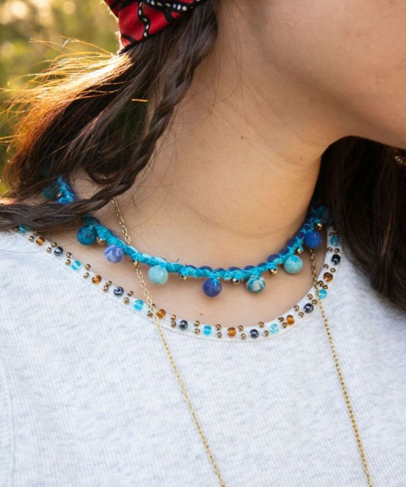 【热门预购】单层工艺感印度手作俏皮小布珠项链 (3色) ITCZ5102 - 项链 - 其他材质 