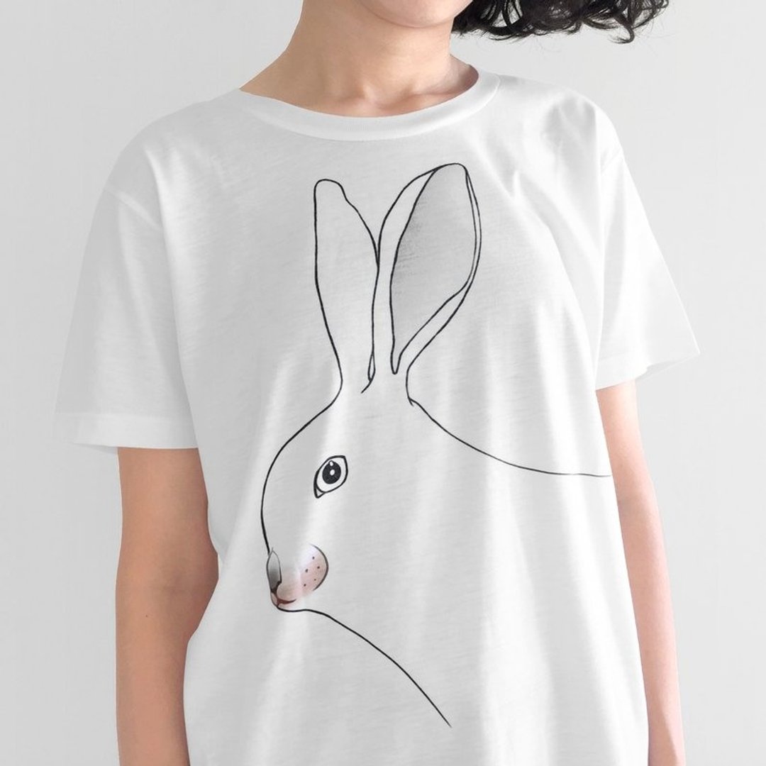 Rabbit T Shirt - 中性连帽卫衣/T 恤 - 棉 黑色