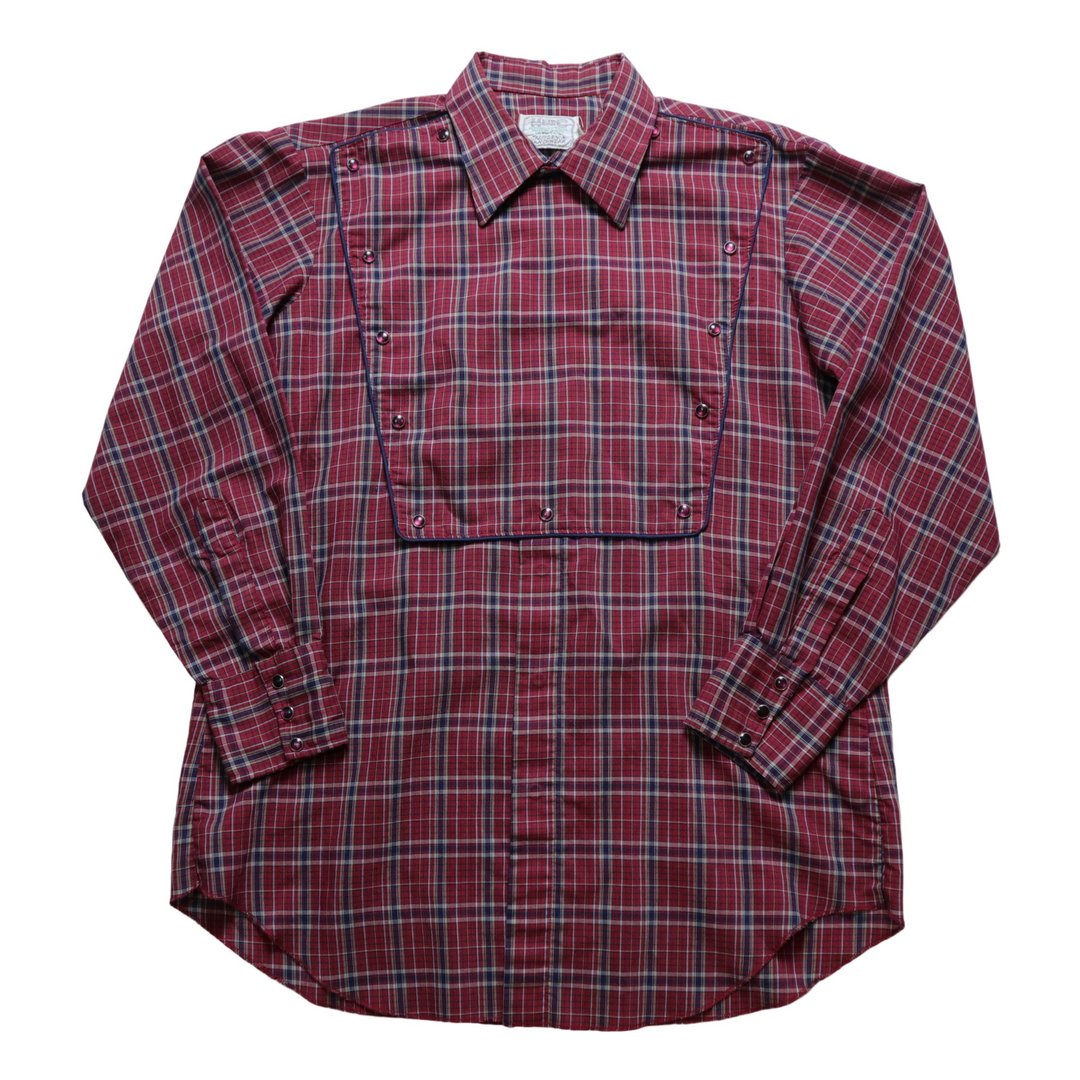 70s H BAR C 红格纹西部衬衫 Western Shirt - 男装衬衫 - 其他材质 红色
