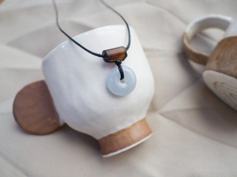 平安扣・缠丝玛瑙结绳项链・缅甸玉・天然石 - 项链 - 玉石 