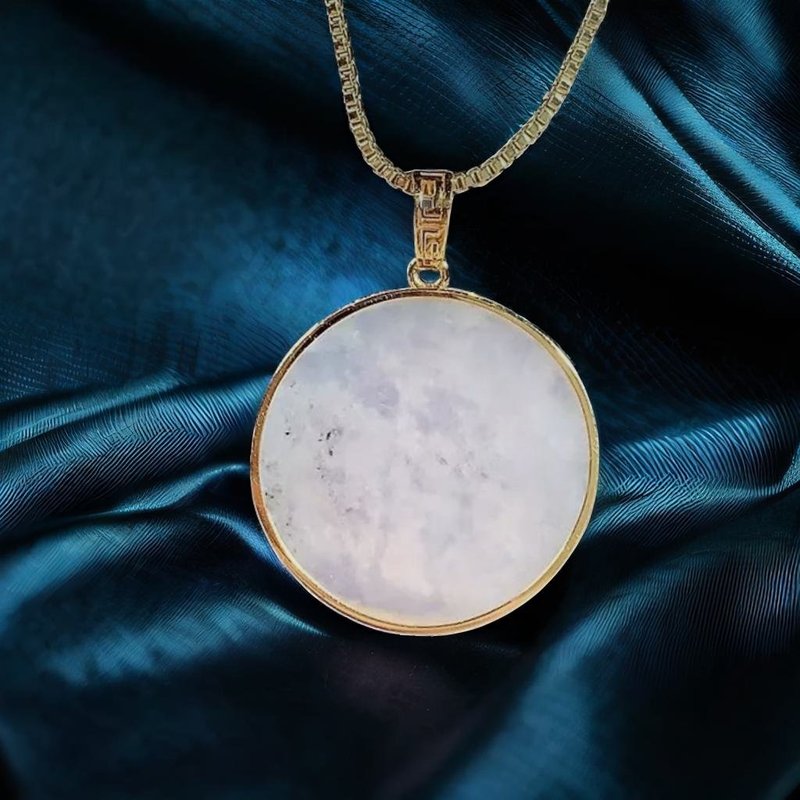 【愿·无事】冰种翡翠无事牌项链18K金| 天然缅甸玉翡翠A货| 送礼 - 项链 - 玉石 白色