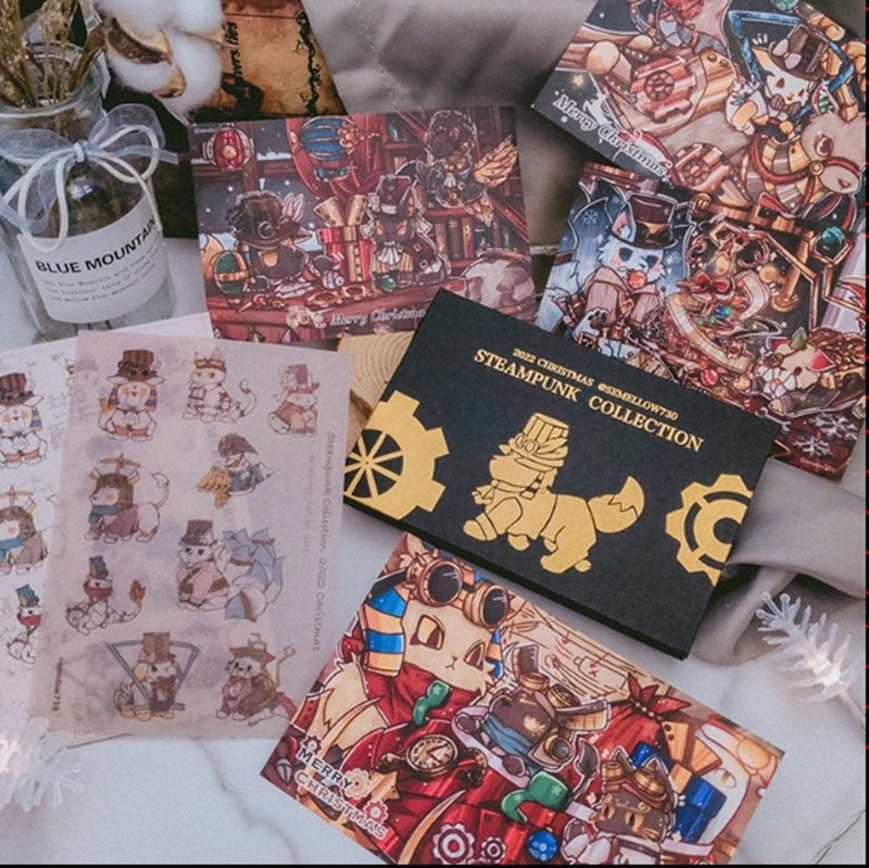 原创香港绘师芝麻蒸汽庞克限量版埃及神明宝宝珠光圣诞卡【JJ4051 - 卡片/明信片 - 纸 