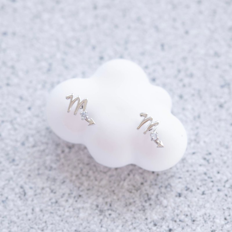 天蝎座925纯银天然石星座耳环 - 耳环/耳夹 - 宝石 银色