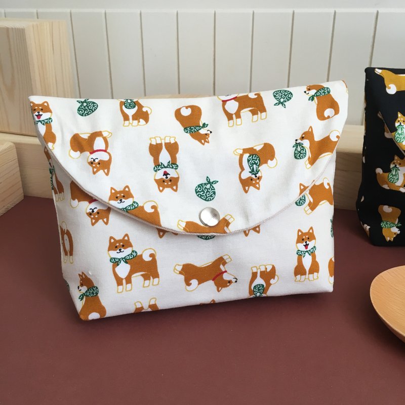 离家出走小宝贝 柴犬 白色化妆包 文件包 - 化妆包/杂物包 - 棉．麻 白色