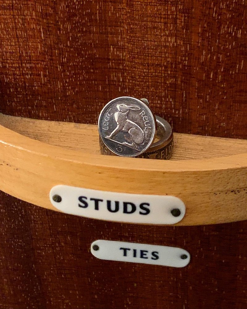 爱尔兰3便士雪兔钮扣 - 袖扣 - 铜/黄铜 